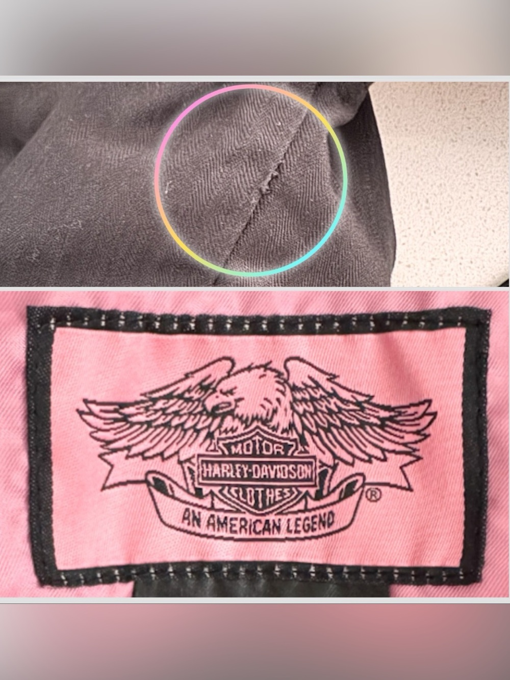 Harley-Davidson Black Cotton Side Lace Up Moto Jacket Pink Script Logo S - Picture 16 of 16